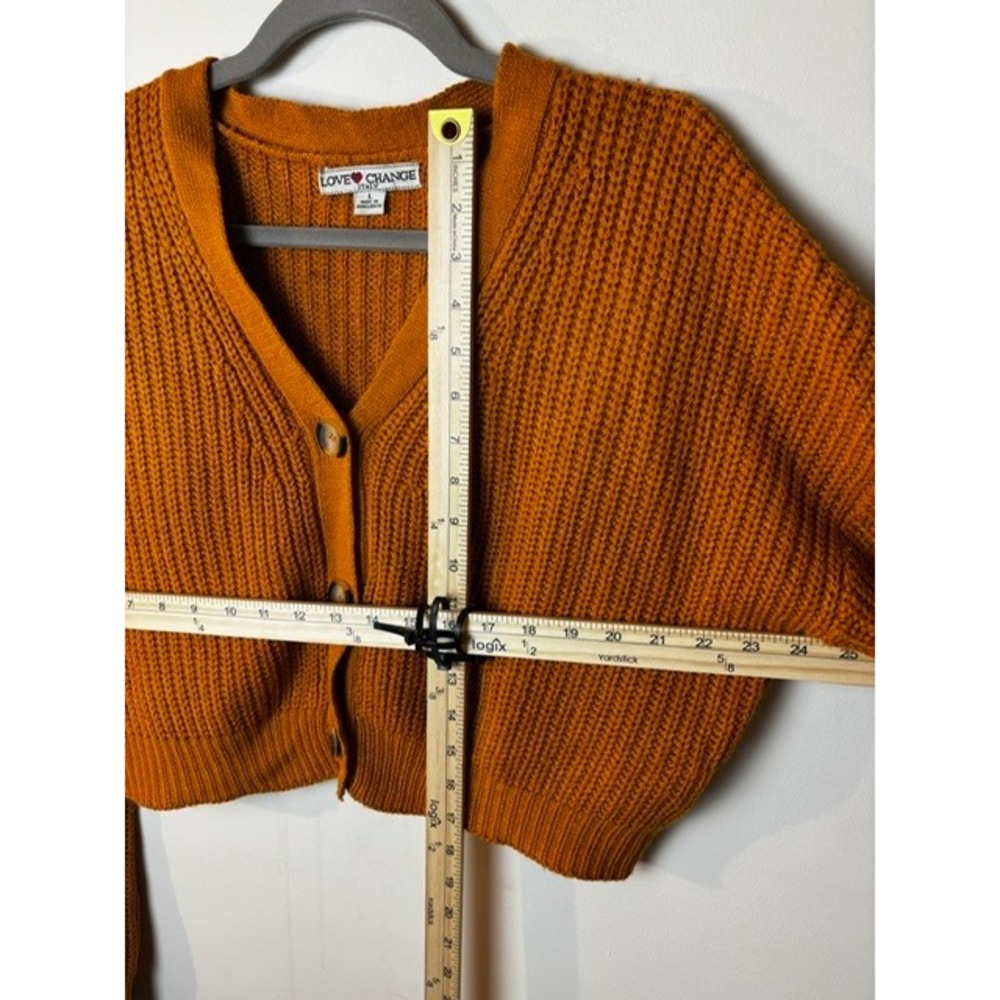 Love Change Italy‎ Cropped Ribbed Cardigan Sweater Button Front V Neck Fall - Picture 6 of 6